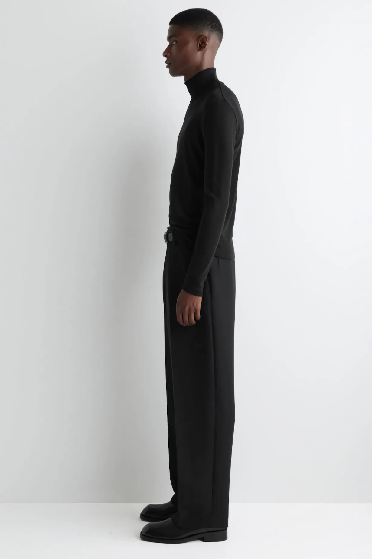 SLIM WOOL-JERSEY ROLLNECK TOP