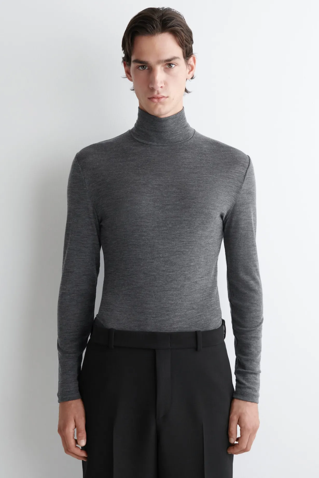 SLIM WOOL-JERSEY ROLLNECK TOP