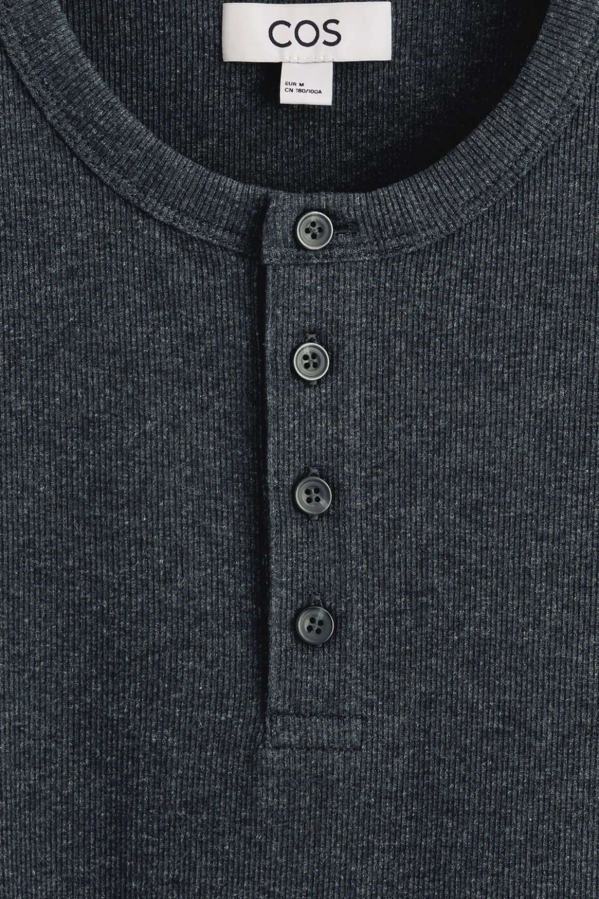 SLIM-FIT RIBBED HENLEY T-SHIRT