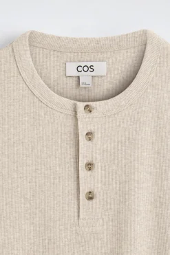 SLIM-FIT RIBBED HENLEY T-SHIRT