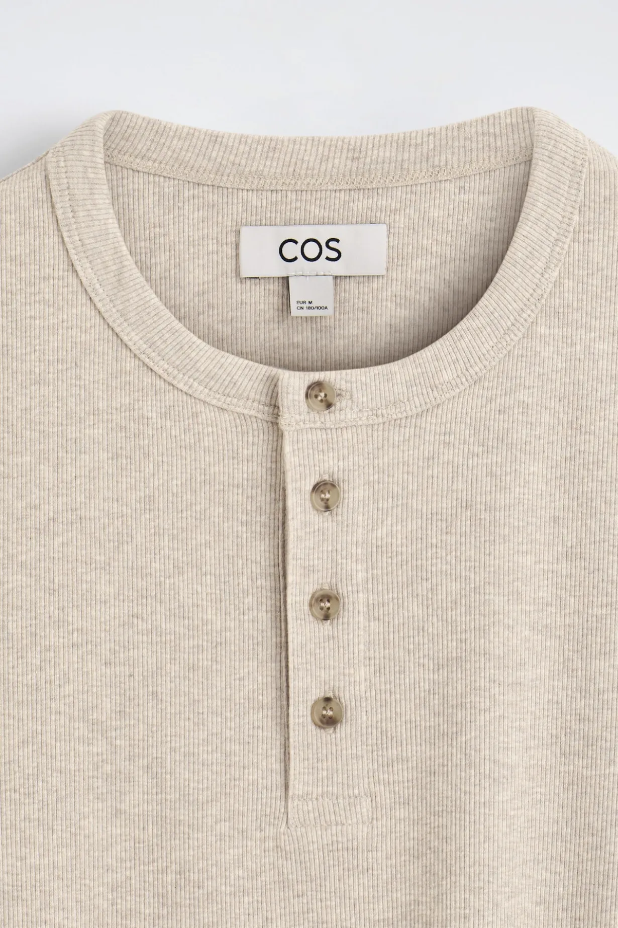 SLIM-FIT RIBBED HENLEY T-SHIRT