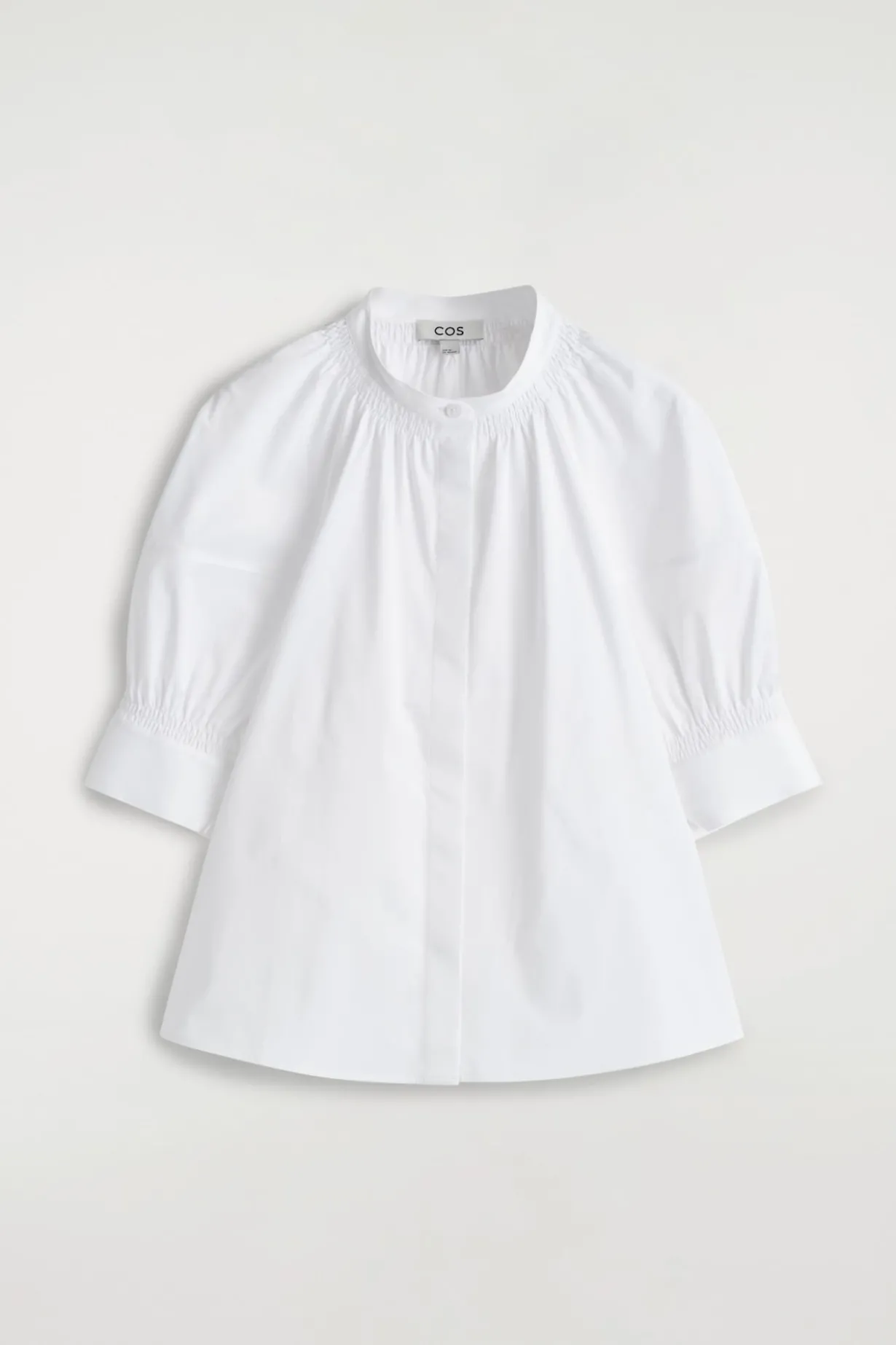 SMOCKED PUFF-SLEEVE BLOUSE