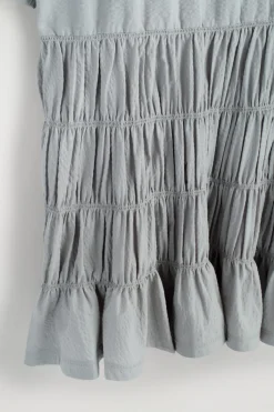 SMOCKED SEERSUCKER MINI DRESS