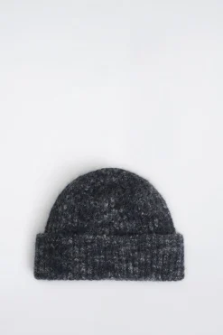 SPACE-DYED BRUSHED WOOL-BLEND BEANIE