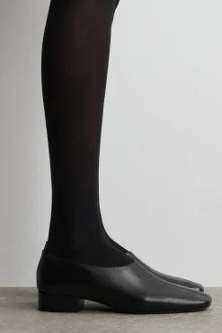 SQUARE-TOE LEATHER HEELED SHOES