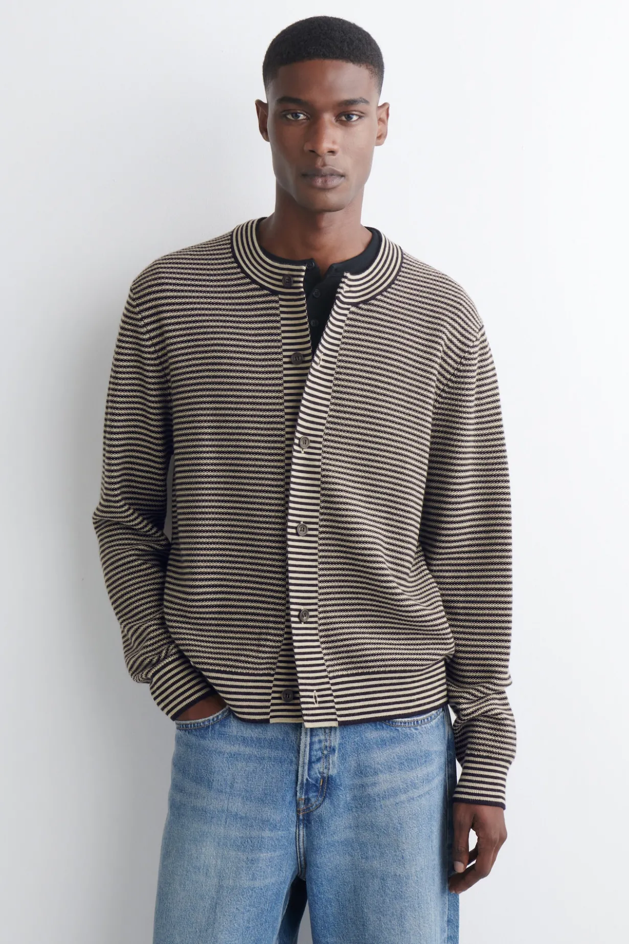 STRIPED MERINO WOOL CARDIGAN