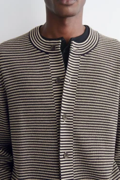 STRIPED MERINO WOOL CARDIGAN