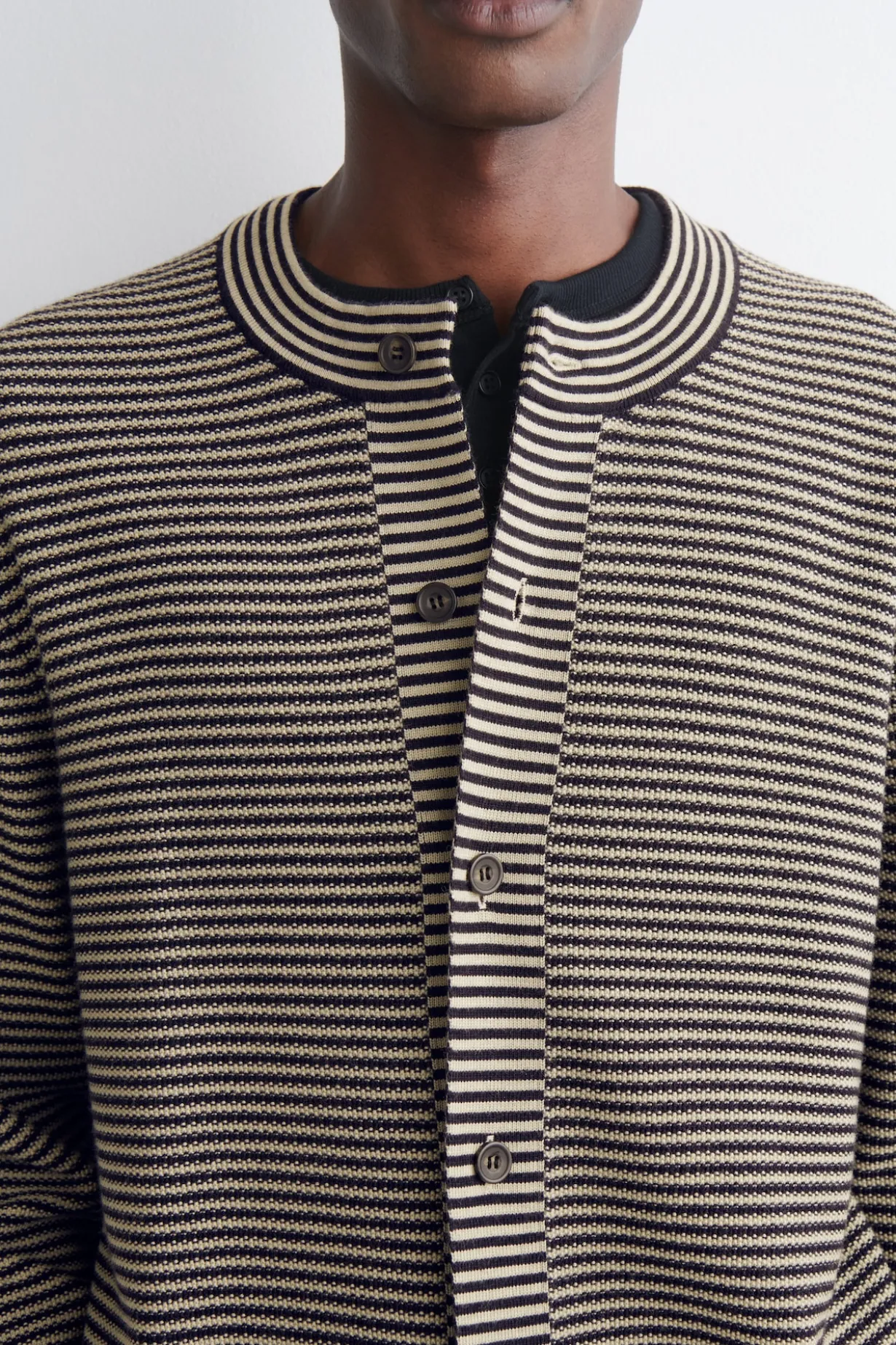 STRIPED MERINO WOOL CARDIGAN
