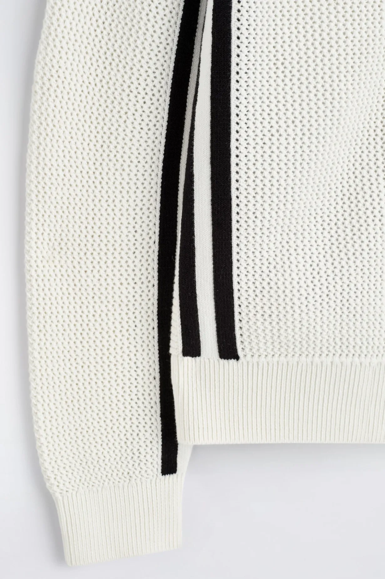STRIPED OPEN-KNIT COTTON CARDIGAN