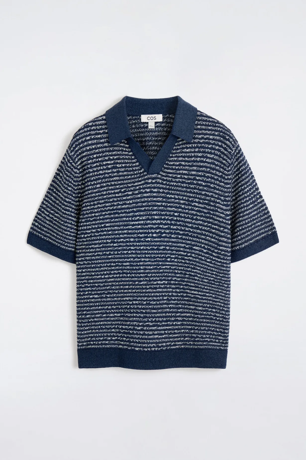 STRIPED OPEN-KNIT POLO SHIRT