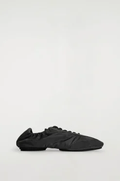 SUEDE-NYLON BALLET SNEAKERS