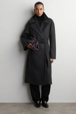 TAILORED BELTED WOOL-TWILL COAT