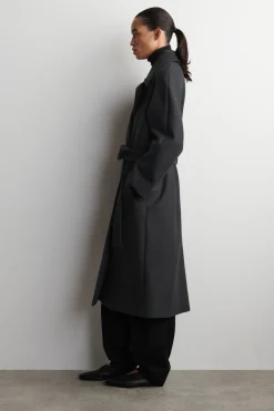 TAILORED BELTED WOOL-TWILL COAT