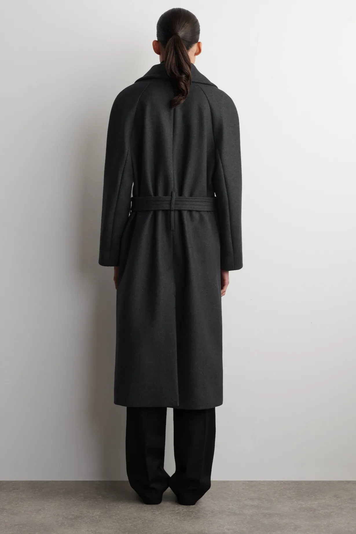 TAILORED BELTED WOOL-TWILL COAT