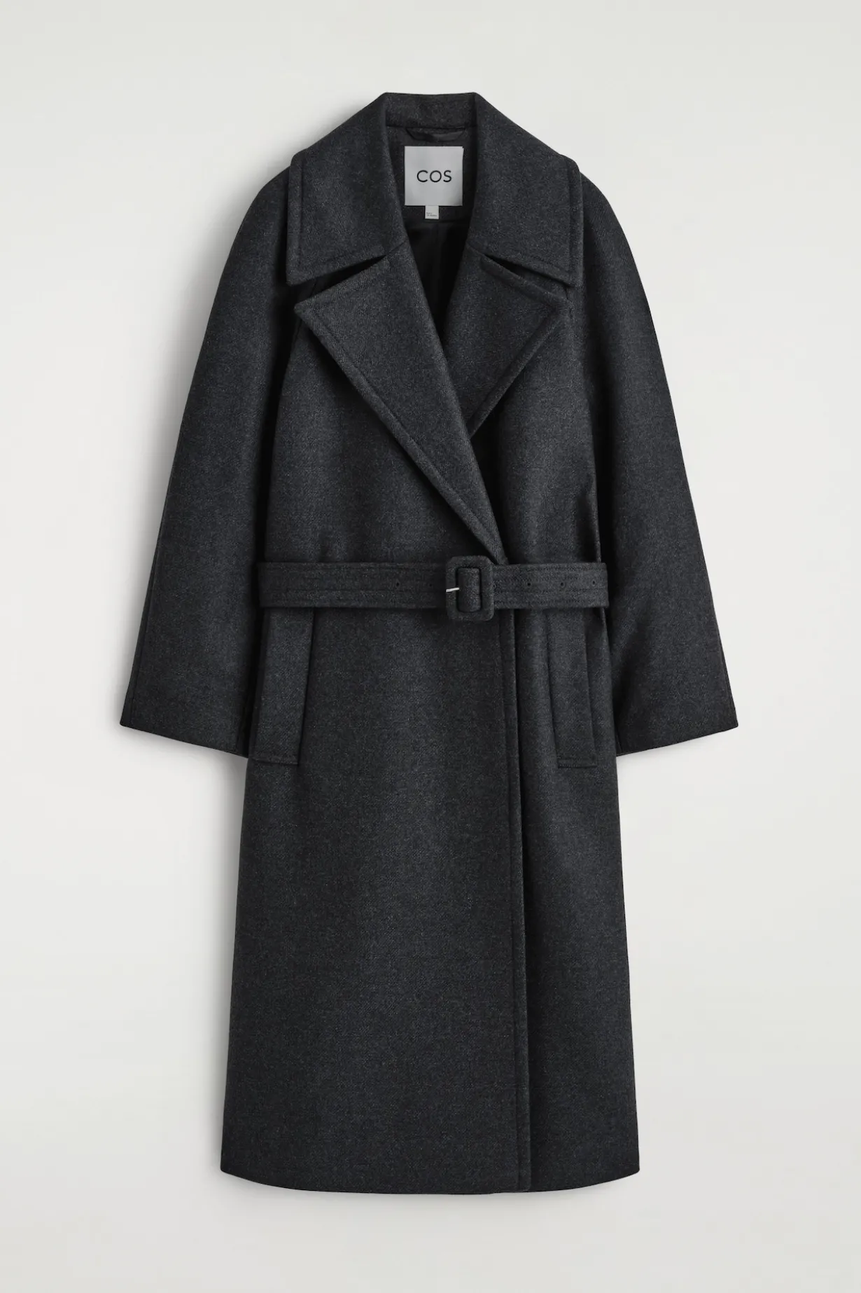 TAILORED BELTED WOOL-TWILL COAT