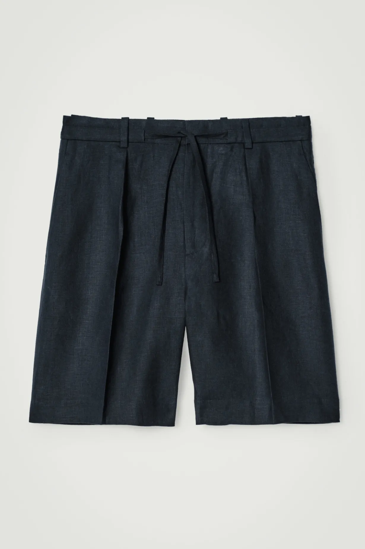 TAILORED DRAWSTRING LINEN SHORTS