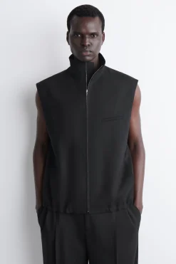 TAILORED FUNNEL-NECK WOOL VEST