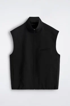 TAILORED FUNNEL-NECK WOOL VEST