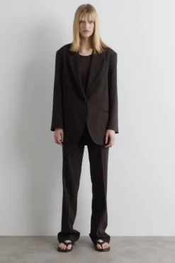 TAILORED LINEN STRAIGHT-LEG PANTS