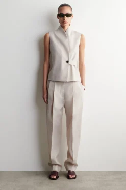 TAILORED LINEN TULIP PANTS