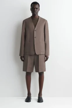 TAILORED LINEN-BLEND SHORTS