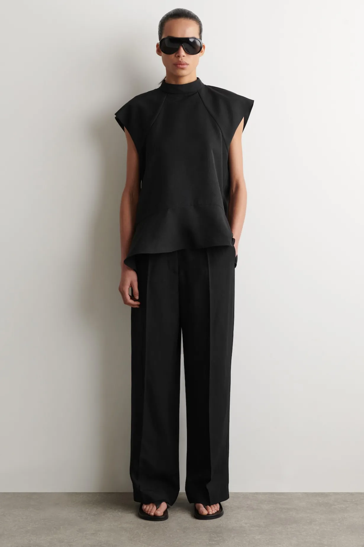 TAILORED LINEN-BLEND STRAIGHT-LEG PANTS