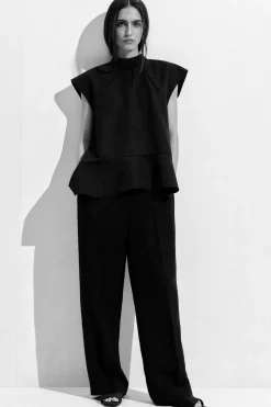 TAILORED LINEN-BLEND STRAIGHT-LEG PANTS