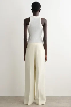 TAILORED LINEN-BLEND STRAIGHT-LEG PANTS
