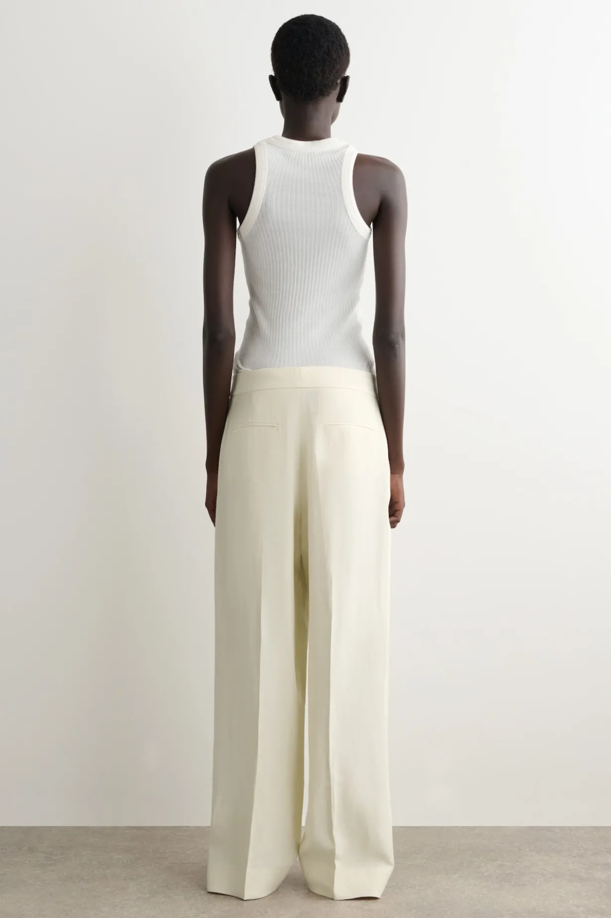 TAILORED LINEN-BLEND STRAIGHT-LEG PANTS