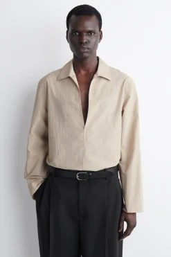 TAILORED OPEN-COLLAR NYLON SHIRT