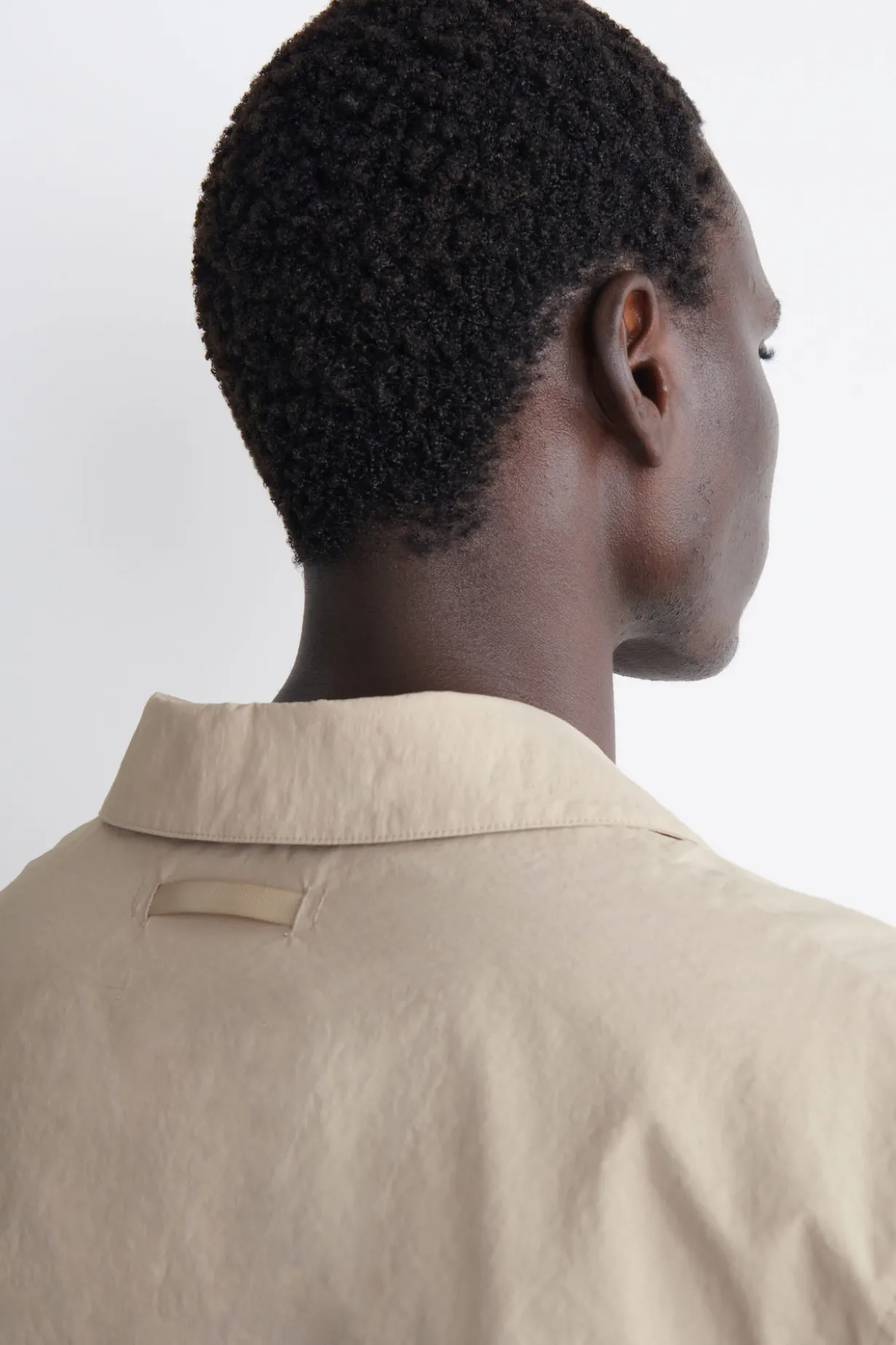 TAILORED OPEN-COLLAR NYLON SHIRT