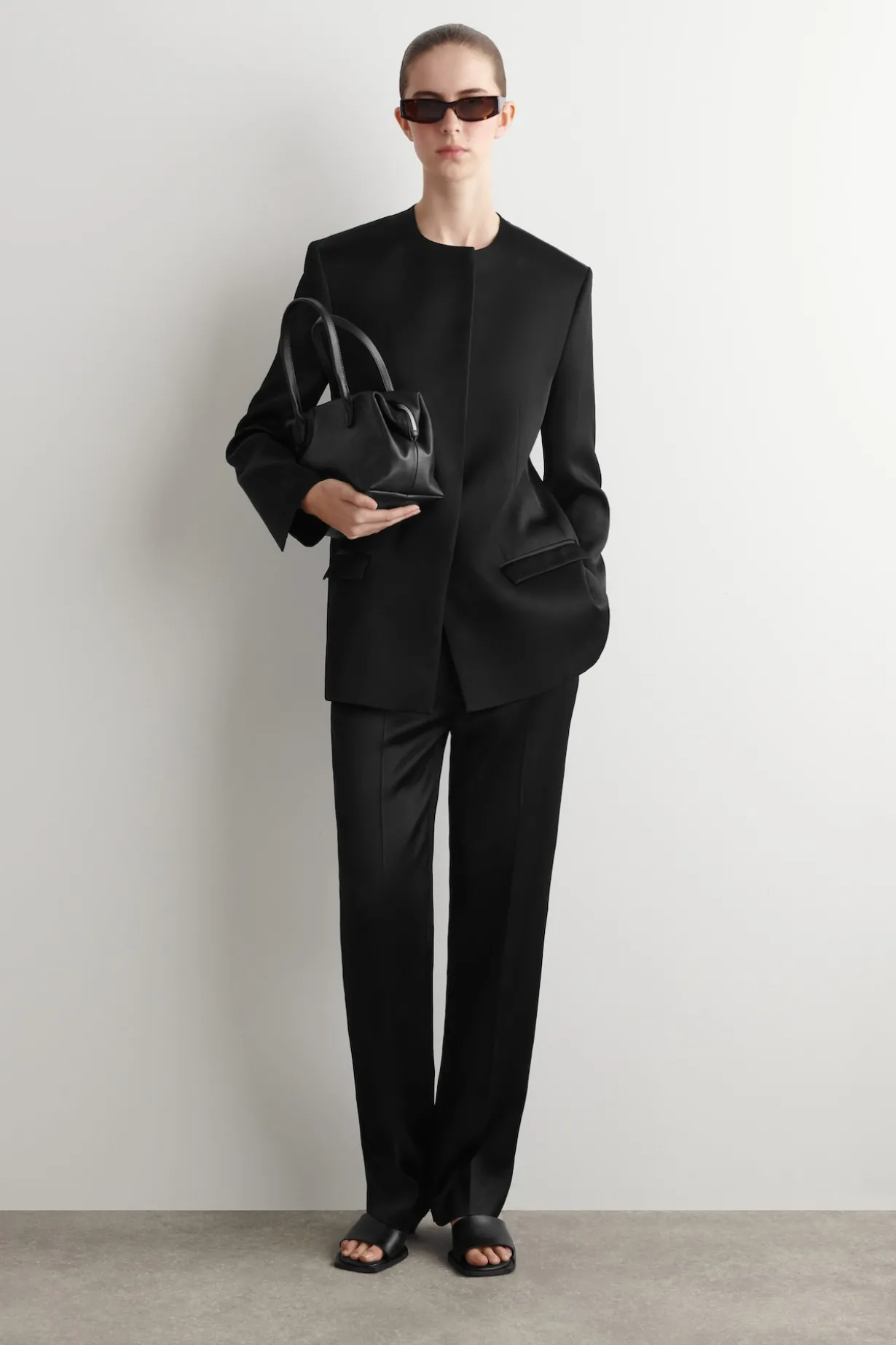 TAILORED SATIN STRAIGHT-LEG PANTS