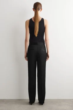 TAILORED SATIN STRAIGHT-LEG PANTS