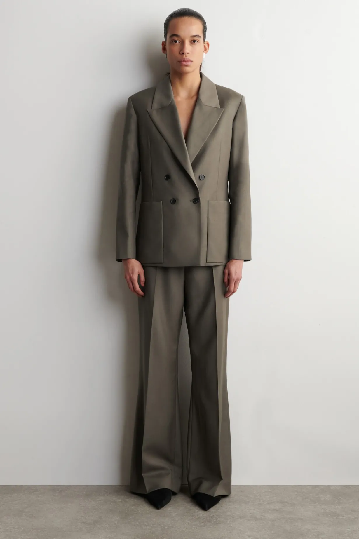 TAILORED WOOL-TWILL BOOTCUT PANTS