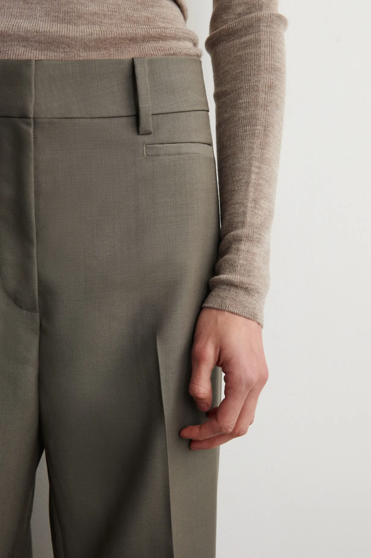 TAILORED WOOL-TWILL BOOTCUT PANTS