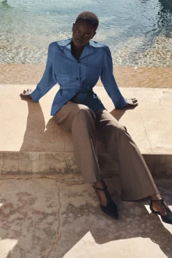 TAILORED WOOL-TWILL BOOTCUT PANTS