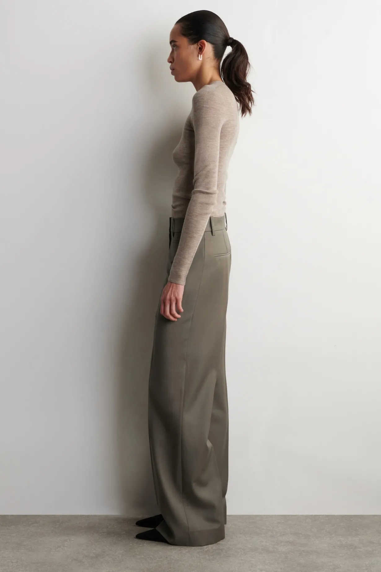 TAILORED WOOL-TWILL BOOTCUT PANTS