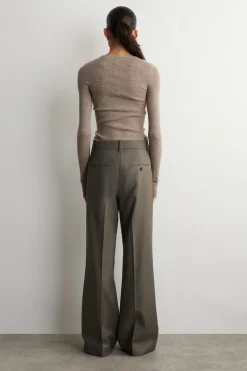 TAILORED WOOL-TWILL BOOTCUT PANTS
