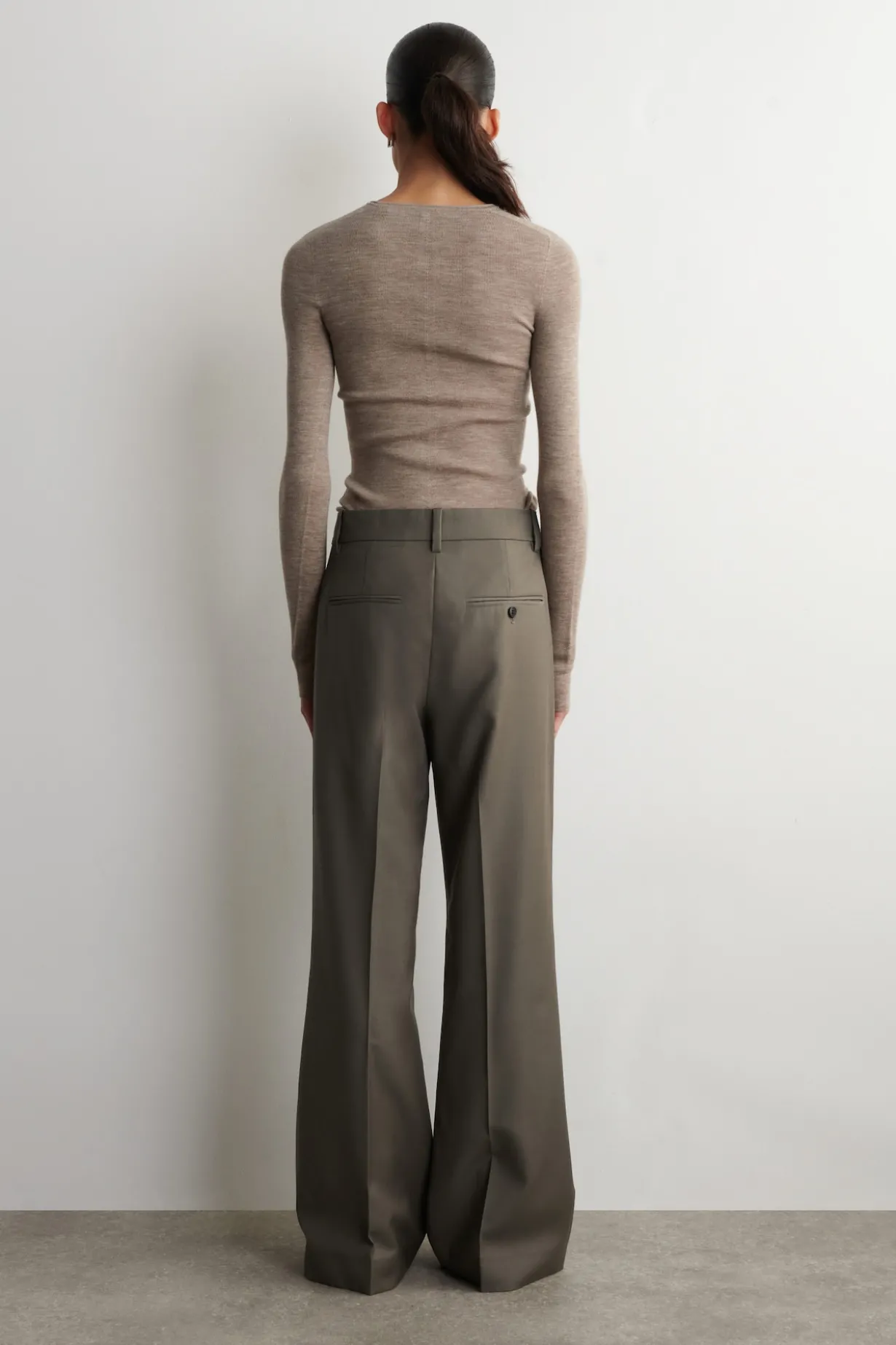TAILORED WOOL-TWILL BOOTCUT PANTS