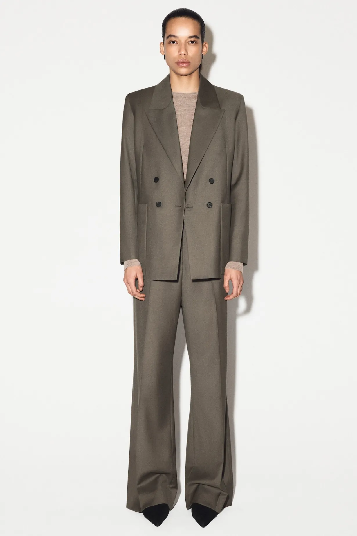 TAILORED WOOL-TWILL BOOTCUT PANTS