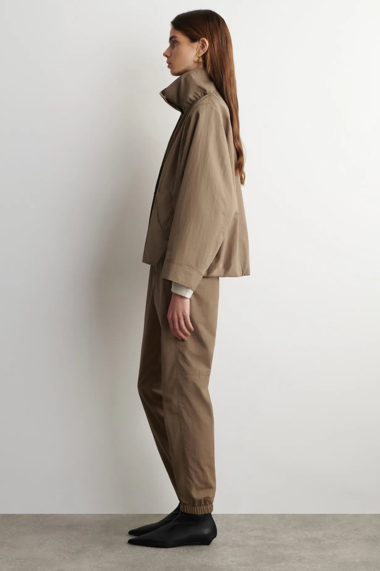 TECHNICAL NYLON BARREL-LEG PANTS