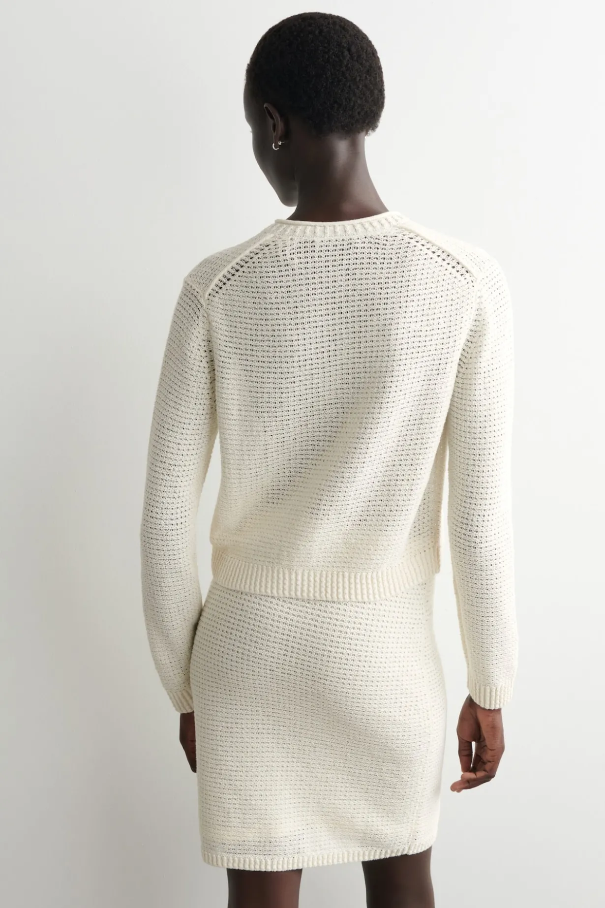TEXTURED KNITTED COTTON CARDIGAN