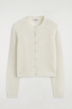 TEXTURED KNITTED COTTON CARDIGAN