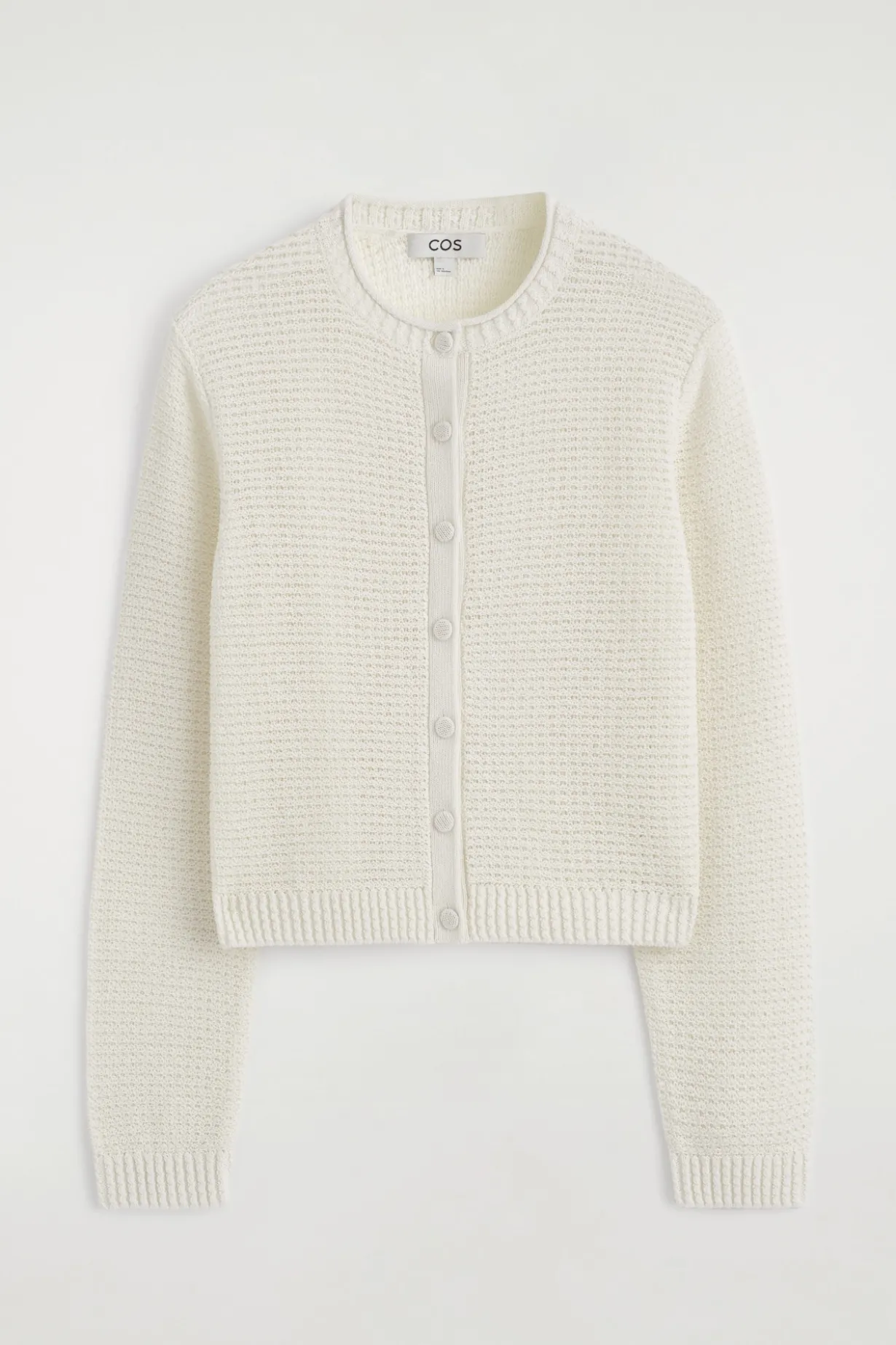 TEXTURED KNITTED COTTON CARDIGAN