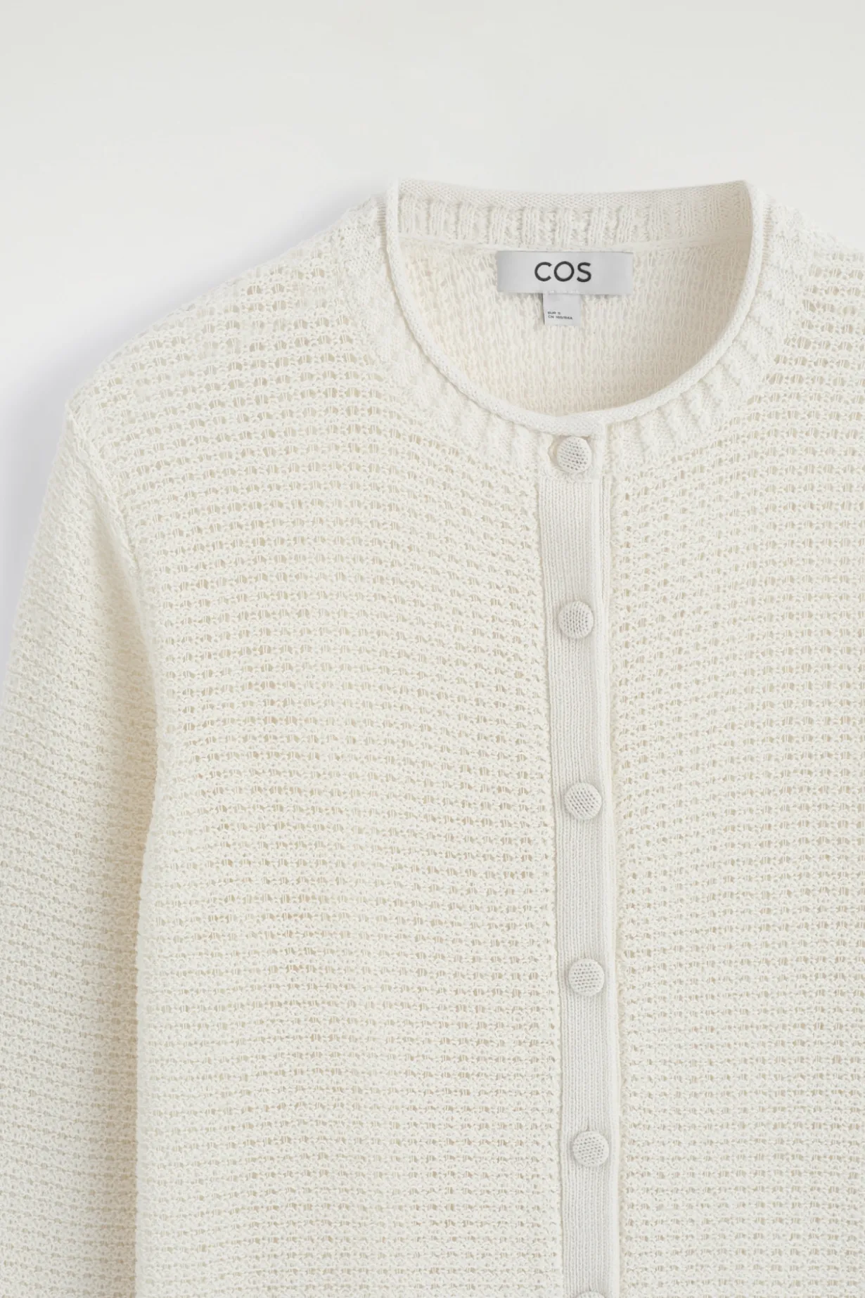 TEXTURED KNITTED COTTON CARDIGAN