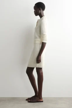 TEXTURED KNITTED COTTON MINI SKIRT