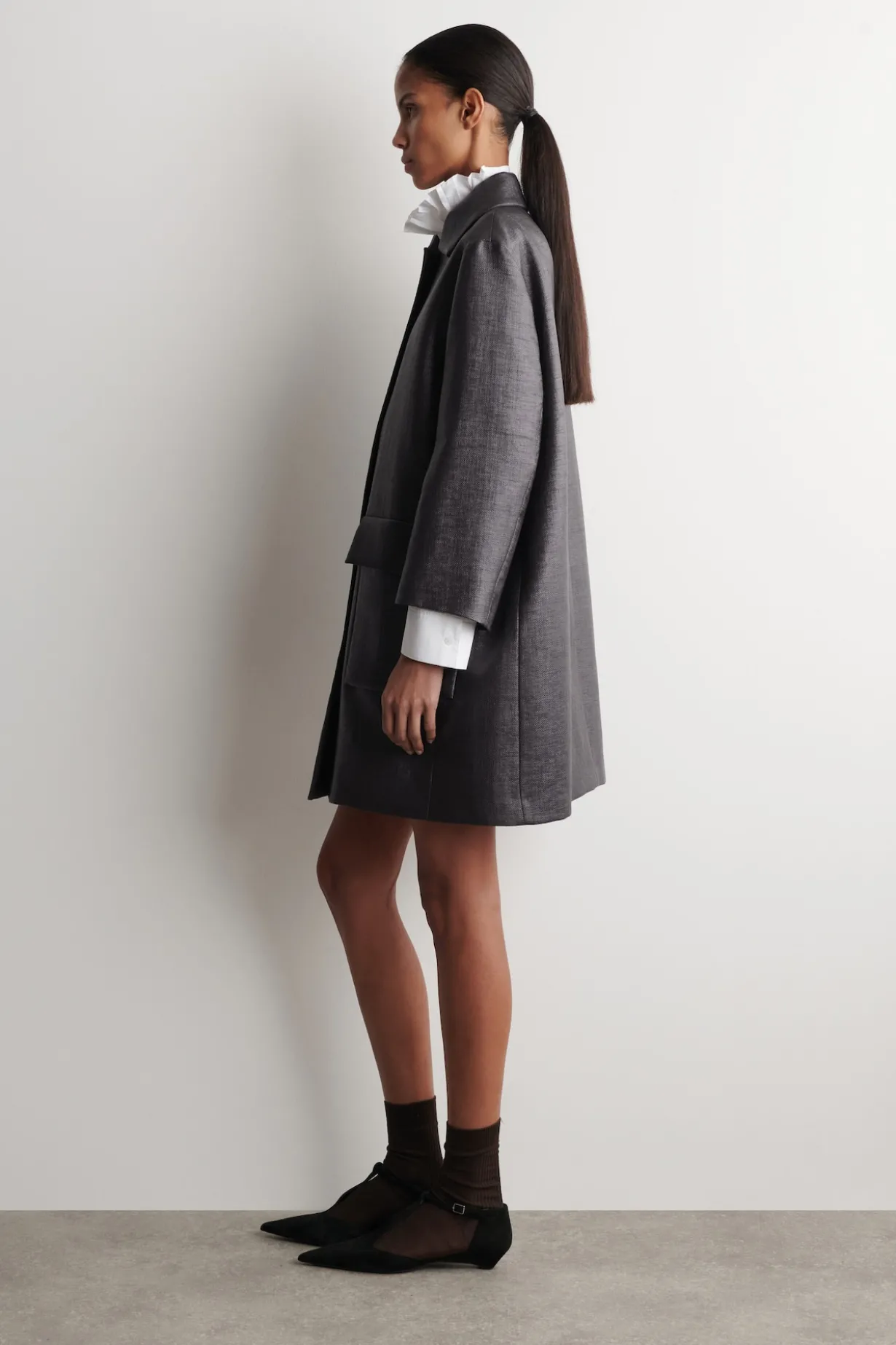 TEXTURED SINGLE-BREASTED COAT