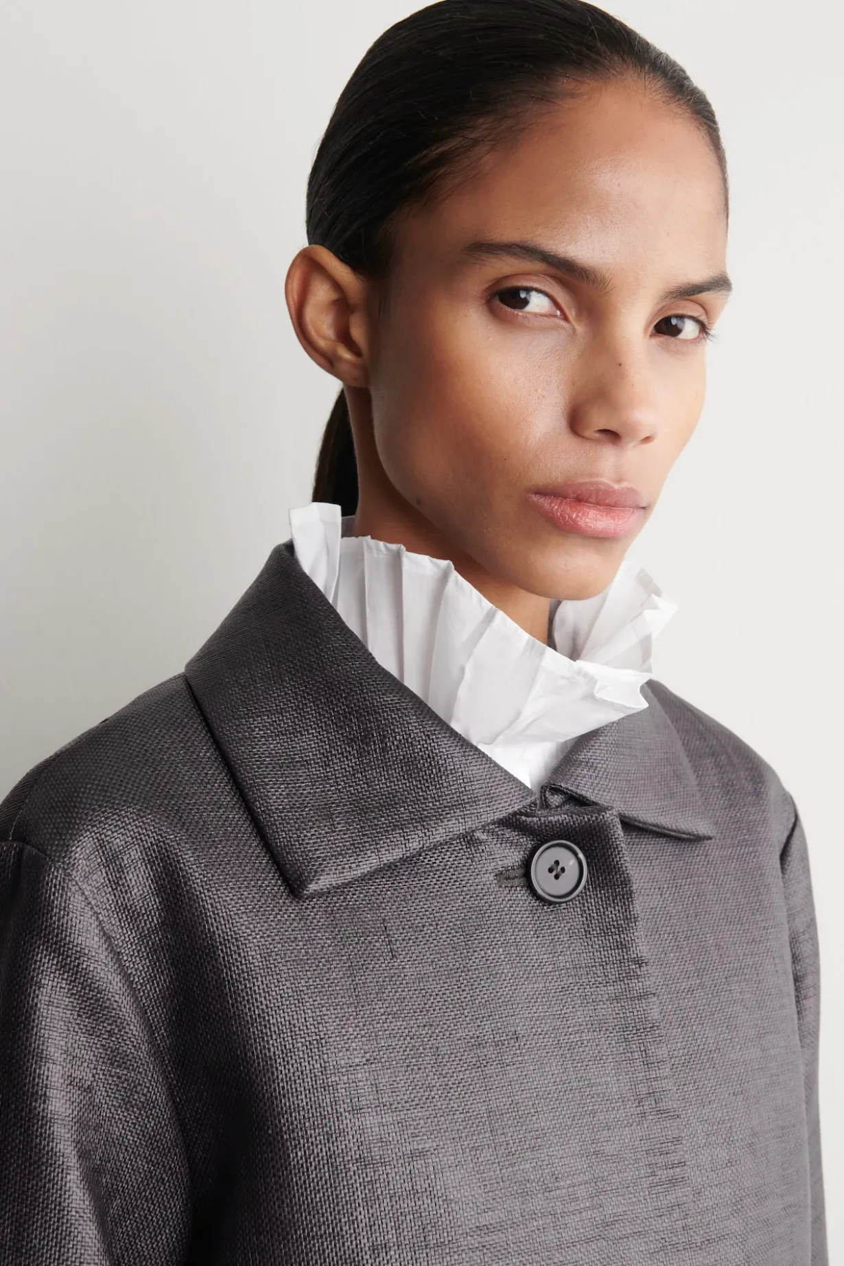 TEXTURED SINGLE-BREASTED COAT