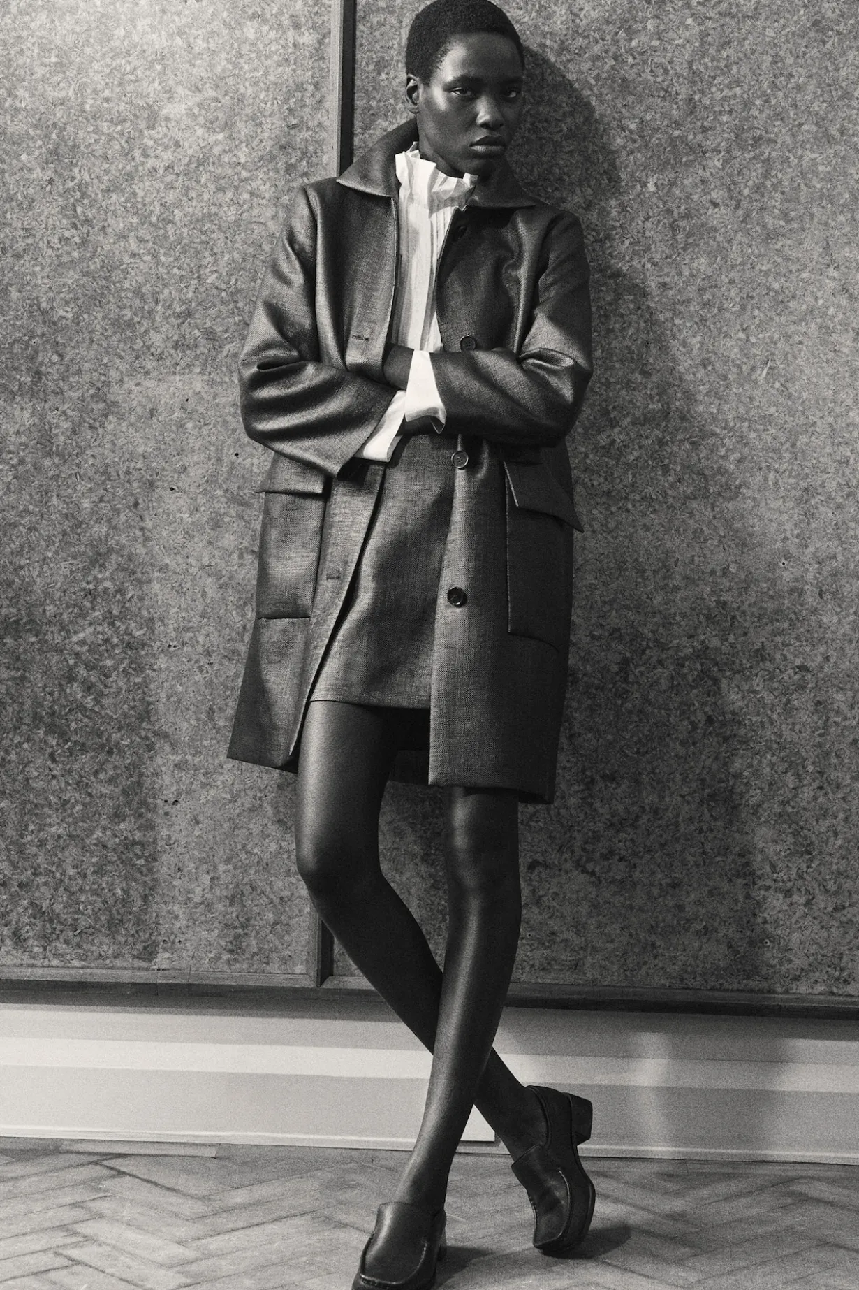TEXTURED SINGLE-BREASTED COAT