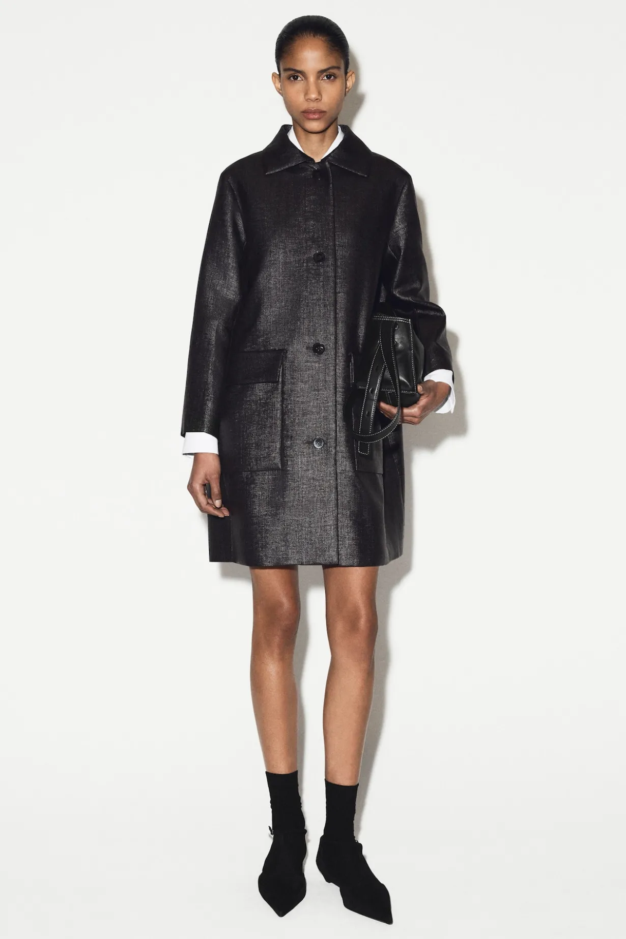 TEXTURED SINGLE-BREASTED COAT